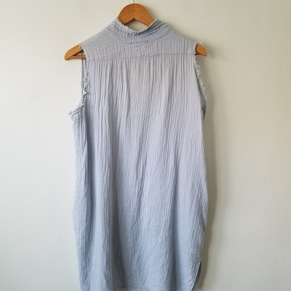 Stark X 100% Cotton Gauze Blue Sleeveless Oversized Tunic Top Size Small - Picture 8 of 13